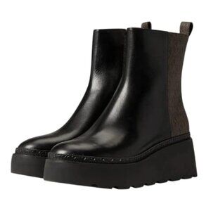 Michael Kors Geller Wedge Bootie Black/Brown, Size 9 M